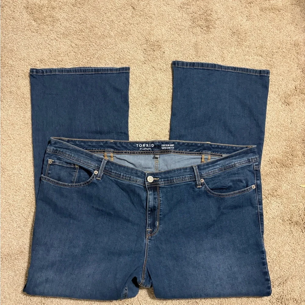 Torrid Dark Blue Flare Bootcut Super Stretch Women's Jeans Size 26 Western Rodeo